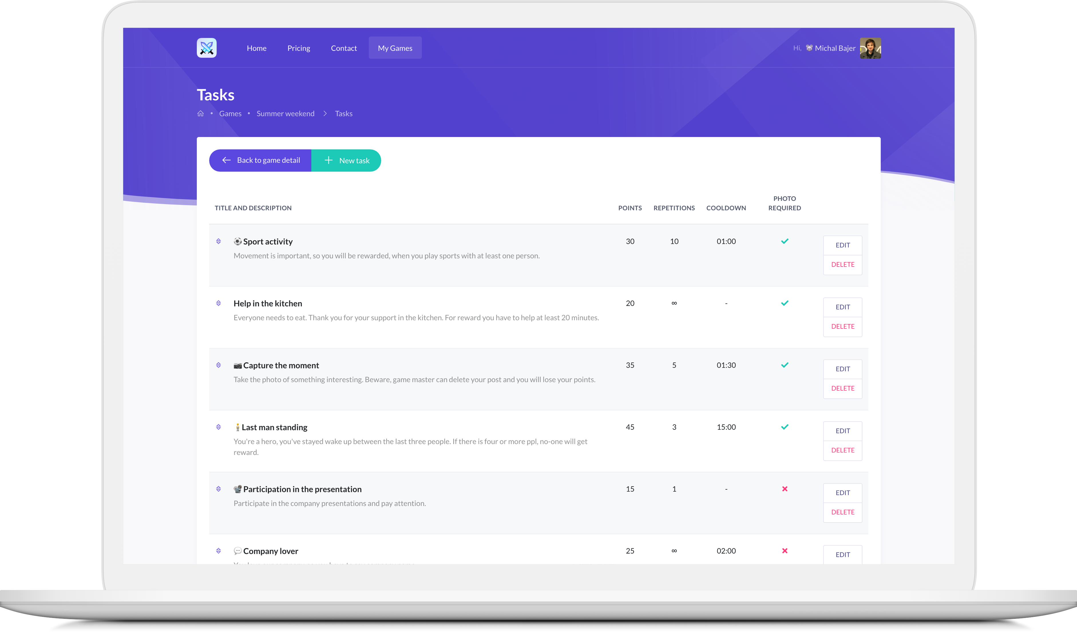 Tasks editor on desktop